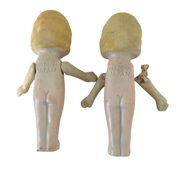 Antique Bisque Kewpie Doll (2) Jointed Arms Crocheted Dress Made In Japan 4 " - Picture 2 of 16
